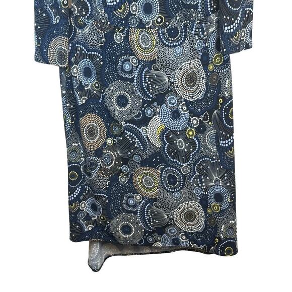 BCBGMAXAZRIA 2 Piece Set V-Neck Top Asymmetrical Skirt Navy Green Geo Print SZ M - Picture 10 of 13